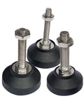Adjustable Furniture Leveling Feet With Swivel Base And M12 Thread Carbon Steel Nylon Build for dead level stability in black.