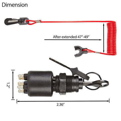 Ignition Switch And Key Assembly With Safety Lanyard For OMC Johnson Evinrude 40-200HP Outboard Motors Replacement 175974 5005801 Easy Install Durable Marine Electrical Start Kit