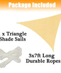 Triangle Shade Sail Canopy 12x12x12 Ft Built Tough 200 GSM High Density Fabric for Patio includes ropes