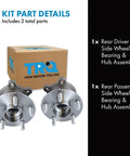 Rear Wheel Bearing and Hub Assembly Kit Two Piece Compatible with Ford Escape 2013 to 2019 AWD and Lincoln MKC 2015 to 2019 AWD and FWD