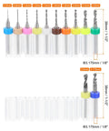 12 Piece Micro Drill Bit Set Go To Pro Grade Tungsten Carbide For PCB Jewelry Plastic Wood Soft Metal 0.5mm To 3.175mm Range With 1/8 Inch Shank 38mm Length Positioning Ring displayed in two rows