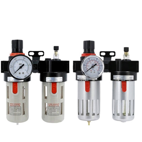 Pro Grade Air Compressor FRL Combo With Oil Water Separator And Filter Regulator Preparation Unit In Sky Blue, front view