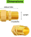 Dimensions of Brass One Half Inch CSST To NPT Pipe Fitting Kit Four Pack Natural Gas Quick Connect Adapters