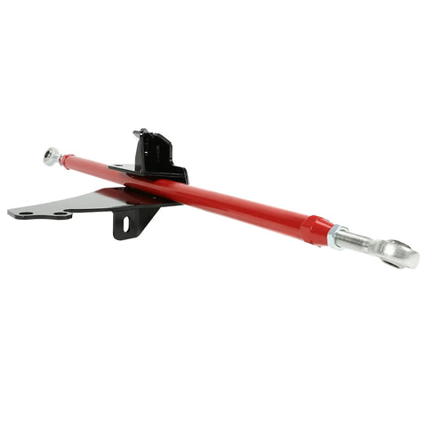 Adjustable Lift Panhard Bar for 4WD Dodge Ram 1994 to 2002, 4.5 to 8 Inch, Front Track Rod Relocation Bracket, Heavy Duty Steel, Bolt On Fit for Ram 1500 2500 3500, Off Road Ready red adjustable track bar with mount