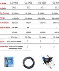 Image showing specifications for Heavy Duty Pneumatic Grease Pump For 20 To 55 Gallon Drums, with details on models and parts.