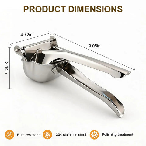 Heavy Duty Manual Citrus Juicer Press In 304 Stainless Steel Effortless Hand Squeezer For Oranges Lemons Grit Fitting Dishwasher Safe durable design dimensions