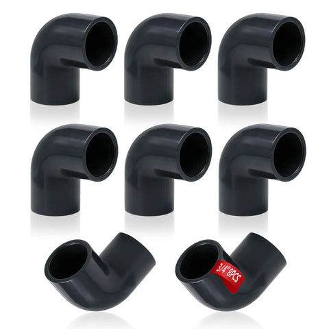 8 Pack Three Quarter Inch Gray PVC 90 Degree Elbow Fittings 2 Way Furniture Grade Pipe Connectors for PVC Piping