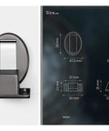 Heavy Duty Magnetic Door Stops Made From Stainless Steel Gold Holder front view and size specifications illustration.