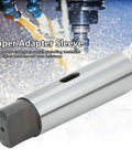 Side view: Taper reducing drill sleeve MT5 to MT2, precision-machined silver metal adapter.