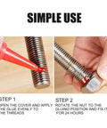 Application of Heavy Duty Thread Locker Adhesive 50Ml Industrial Grade Red Anaerobic Sealant on metal bolt and nut step-by-step