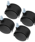 Rcniso Silent Furniture Caster Set with Smooth Bearing for Cabinet Cart, 360 Degree Rotation for Office Use, black wheels with metal mount.
