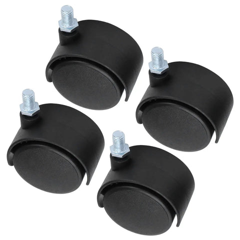 Rcniso Silent Furniture Caster Set with Smooth Bearing for Cabinet Cart, 360 Degree Rotation for Office Use, black wheels with metal mount.