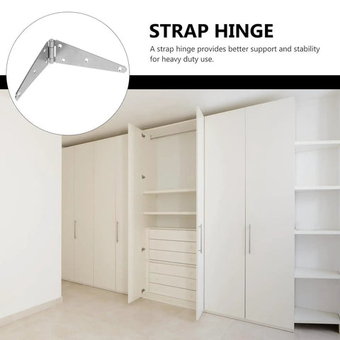 Heavy Duty Strap Hinge Pair For Wooden Doors And Rustic Barns Or Outdoor Sheds Slick Black Farm Gate Hardware Built Tough on white cabinet.