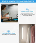 Rechargeable Motion Sensor LED Cabinet Light Two Pack with 2500mAh Battery showing usage in kitchen and wardrobe