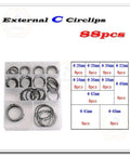 Alloy Steel E Clip Circlip Ring Assortment Set 88 Piece Handy Heavy Duty Retaining Clips Kit for Mechanical Projects Durable E Clips and Rings for Automotive DIY and Home Repairs, 88-piece external circlips set, 26-48mm
