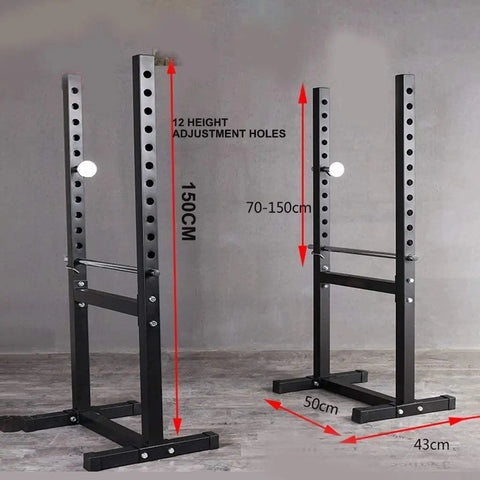 Adjustable Squat Rack And Bench Press Station For Home Gym, Beefy Build Weight Lifting Rack with 70 to 150cm height adjustment.