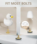 2 Pack Ceramic White Duck Toilet Bolt Covers With 4 Round Cap Washers Adorable Bathroom Decor Easy Tool Free Install Cute Toilet Floor Screw Covers Fun Christmas Gift For Women shown in use
