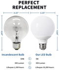 Comparison of incandescent bulb with 8 Pack Daylight LED Globe Light Bulbs For Bathroom 120V 60W Equivalent E26 Medium Base