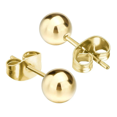 316L Surgical Stainless Steel Ball Earrings For Women Round Ball Stud Ear Jewelry Hypoallergenic Nickel Free Comfortable Durable Everyday Wear Long Lasting Shine, gold 2-6 mm