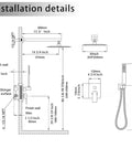 10 Inch Chrome Shower System With Rain Shower Head And High Pressure Handheld Wall Mounted Faucet Rough In Valve Kit Included Rust Free H59 Brass Core Easy Install Water Saving Performance For Modern Bathrooms Upgrade Your Home Spa installation details diagram.