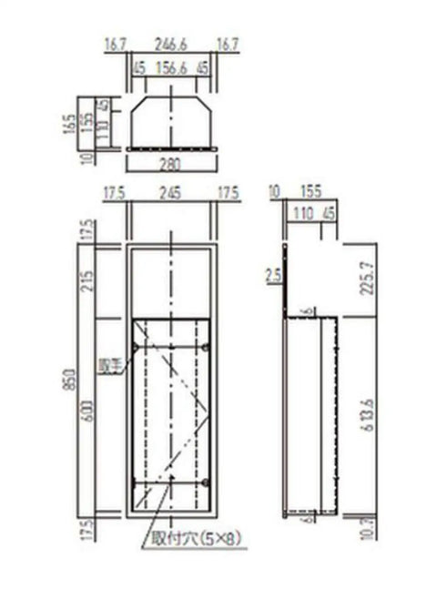 Technical drawing of Fully Recessed Fire Extinguisher Wall Cabinet Heavy Duty Steel Safety Box dimensions for installation.