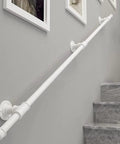 Tough As Nails 14ft Wall Mount Grab Rail And Stair Safety Railing For Home And Deck Use In Clean White Finish installed on wall.