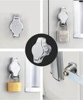 Keyless Cam Lock Handle For Drawers And Cabinets With Hook, Zinc Alloy Locker Lock shown on cabinet doors, DIY Rarelock MMS485 I
