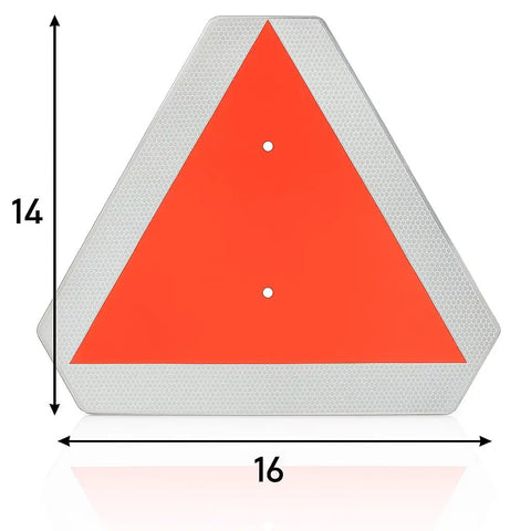 Glow In The Dark Slow Moving Vehicle Sign For Golf Carts And UTVs Aluminum 16x14 Inch Safety Triangle Sign DOT Compliant SMV Sign For Trailers Tractors Golf Cart Accessories With Nighttime Visibility, front view