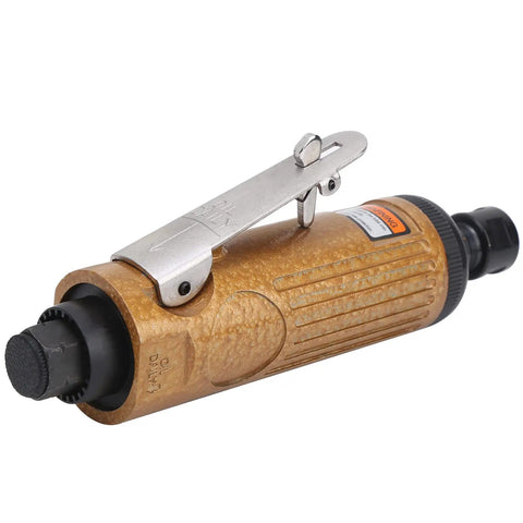 Compact Pneumatic Engraving Machine Mini Grinder For Hardware Glass And Stone Crafts With Japanese Style Precision Steel Parts For Smooth Operation And Heavy Duty Work Right Now, showing the side view of the metal and wood finish.