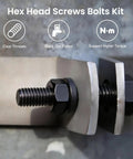 1/4-20 X 6 Inch Hex Head Bolts Kit with Nuts, Flat and Lock Washers, Black Zinc Plated 304 Stainless Steel in metal joint
