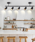 5 Light LED Track Lighting Kit In Black With Flexible Rotatable Heads in modern kitchen setting
