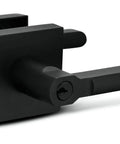 Entry Lever Door Handle Lock And Key Slim Square Locking Lever Set, Heavy Duty Iron Black Finish, Reversible, Modern Security Hardware