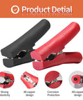 Close-up of red and black alligator clips for 10 AWG 20 Ft Alligator Clip To SAE Connector Cable With 20A Fuse Quick Release Adapter