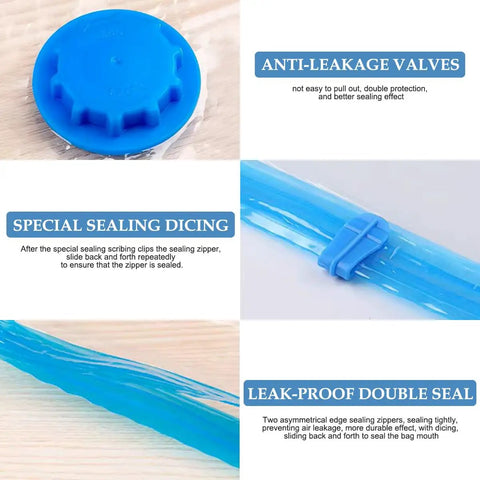3 Pack Vacuum Compression Storage Bags With Hand Pump For Travel Clothes Clear Large 31.5 Inches By 23.6 Inches Space Saving Set closeup