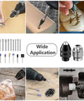 Various uses of the 16Pcs Drill Chuck Collet Set With 0.5mm To 3.2mm Brass Collets, 3 Drill Chucks, 2 Wrenches for rotary tools