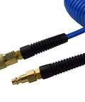 Five Pack Polyurethane Recoil Air Hose Kit Pro Grade With One Quarter Inch Inner Diameter By Twenty Five Feet Self Coiling Bend Restrictor
