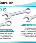 Stubby Metric Combination Wrench Set 12 Piece 8 To 19 mm Chrome Vanadium Hand Tools For Tight Spots Rust Resistant Chrome Finish Short Beam For Accessing Hard To Reach Fasteners, 12-point box end