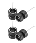 1/64 Scale Wheels And Tires Set With Real Riders Rims For RC Diecast Car DIY Projects Includes Axles 5 Spoke Silver And Black Rims