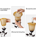 Installation steps for Touch Control Table Lamp With Two USB Ports, 3-Way Dimmable Bedside Light, Amber Glass Shade