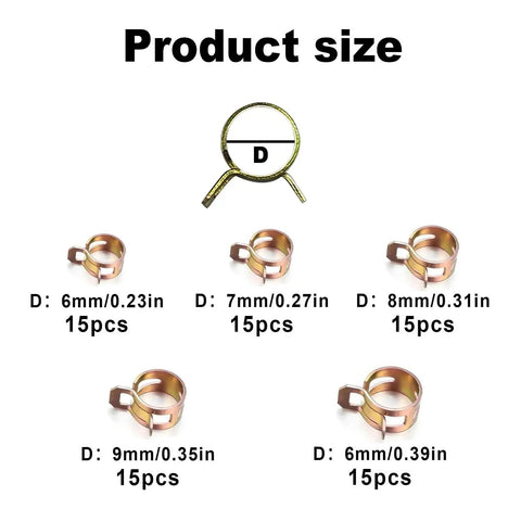 Grab This Awesome 75 Piece Manganese Steel Hose Clamp Set For Pipes And Cars With Adjustable Sizes From 6 To 10mm Perfect Low Pressure Clamping Solution, size chart