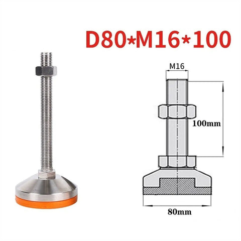 Heavy Duty Adjustable Leveling Feet Four Pack Rock Solid Carbon Steel Screw In Floor Stabilizers 80Mm Wide Base with bolt