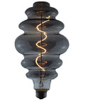 Beehive Style 4W Dimmable LED Edison Bulb With Oversized Spiral Filament, Smoky Grey Glass, Warm White 2300K, E26 E27 Base