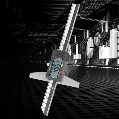 Stainless Steel Digital Depth Gauge Caliper 0-150mm Range with 0.01mm Resolution Vernier Depth Measurement Tool with LCD