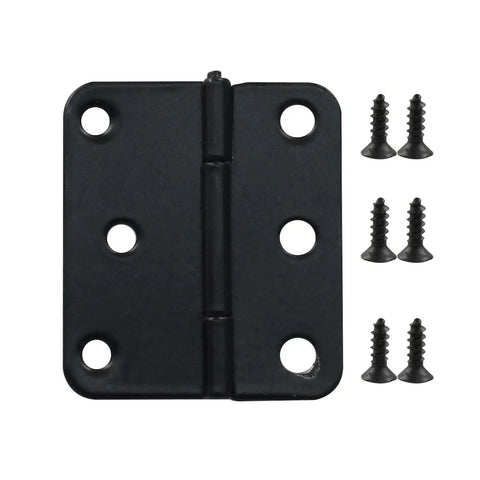 Killer 24 Pack Of 1.5 Inch Black Butt Hinges For Doors And Cabinets, showing a black hinge with included screws.