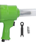 Pro Japanese Style Pneumatic Nail Puller And Air Riveting Machine KP 705P in green with tools for steel and aluminum rivets.