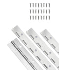 Rock Solid Six Inch Stainless Steel Piano Hinges Heavy Duty Silver Gate Door Pivot Hardware With Full Screw Kit arrangement.
