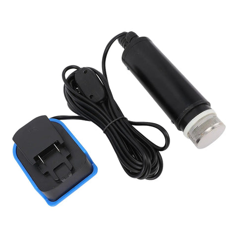 Slick Compact Portable Sump Pump That Pumps Up To 500 Gallons Per Hour With 18 Volt Lithium Ion Battery and charger.