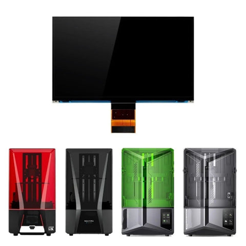 Heavy Duty 10.1 Inch 12K Monochrome LCD Screen Replacement For 3D Resin Printers with different printer models displayed.