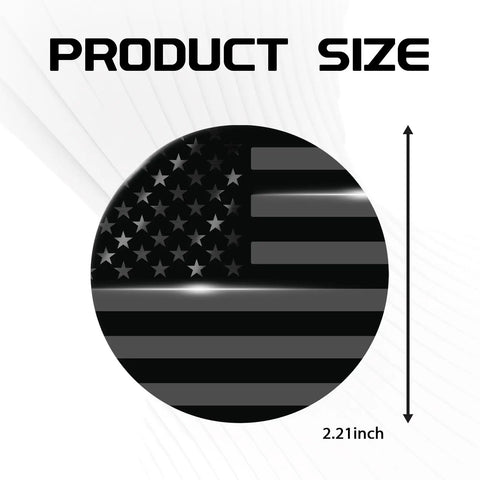 4 Piece 56 Mm Us Flag Wheel Center Caps 3D Black Metal Rim Hub Covers Precision Badge Stickers For Pickup Trucks Suv Rides And Street Performance Custom Wheels, size 2.21 inches, black with US flag design.