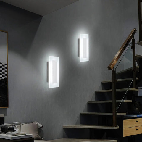 Modern Dope LED Wall Sconce Set In Chrome With Frosted Acrylic Warm White Light 6000K Energy Saving 6W on staircase wall